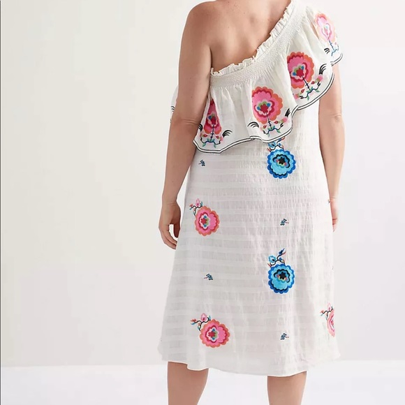 🆕 Anthropologie Plenty Embroidered One-Shoulder Maxi Dress sz XL fits like 2X - Picture 3 of 6